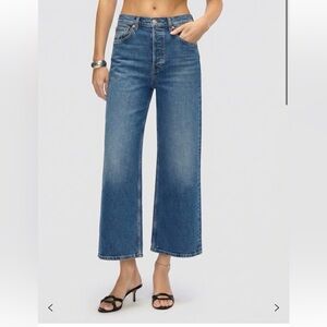 Evereve RE/DONE High Rise Wide Leg Crop Jeans 29 Crafted Indigo NWT